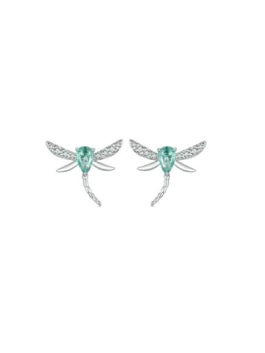 925 Sterling Silver Cubic Zirconia Dragonfly Dainty Stud Earring