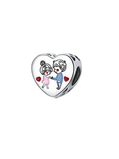 925 Sterling Silver Enamel Cute Heart  DIY Pendant