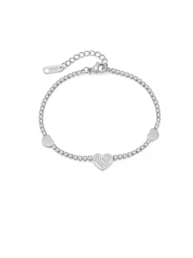 Stainless steel Cubic Zirconia Heart Minimalist Bracelet