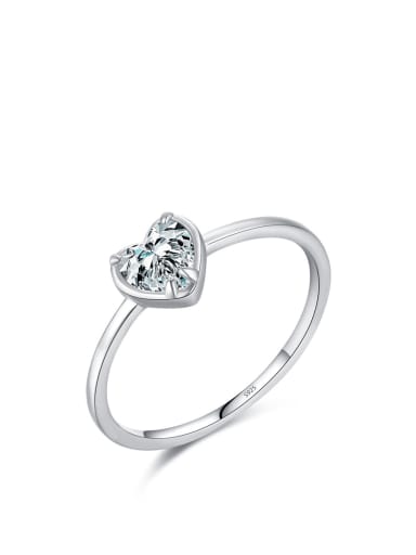 heart-shaped 925 Sterling Silver Cubic Zirconia Heart Dainty Band Ring