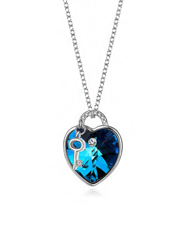 JYXZ 053 (Gradient Blue) 925 Sterling Silver Austrian Crystal Heart Classic Necklace