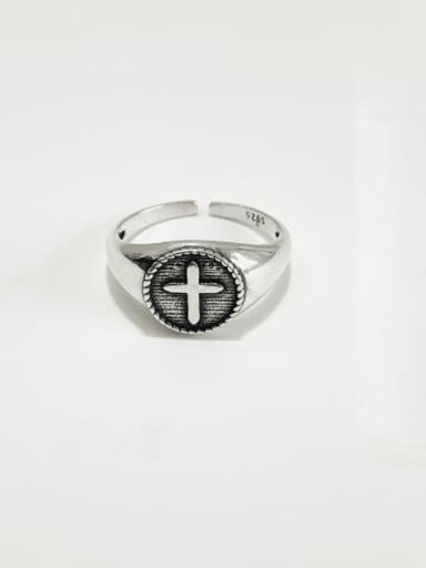 Sterling Silver retro style cross adjustable ring