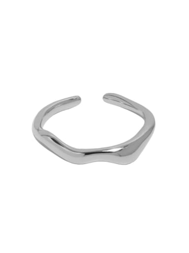 White gold [No. 13 adjustable] 925 Sterling Silver Round Minimalist Band Ring