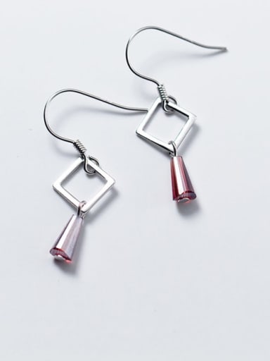 925 Sterling Silver Imitate Crystal Geometric Minimalist Hook Earring