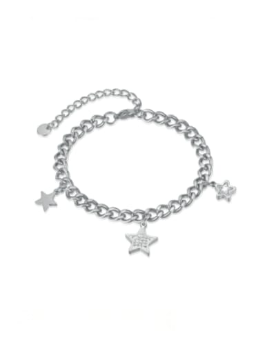 [1310] Steel color bracelet Stainless steel Tassel Minimalist Link Bracelet