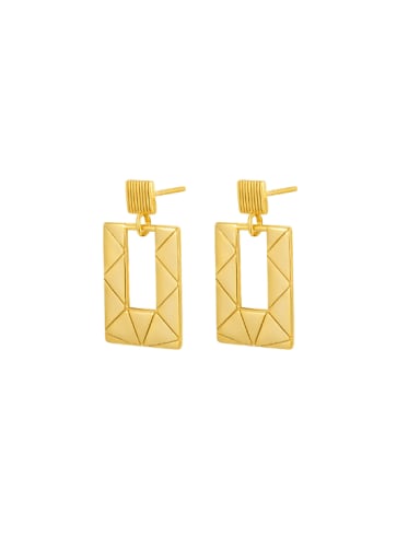 Gold hollow square earrings 925 Sterling Silver Geometric Minimalist Drop Earring