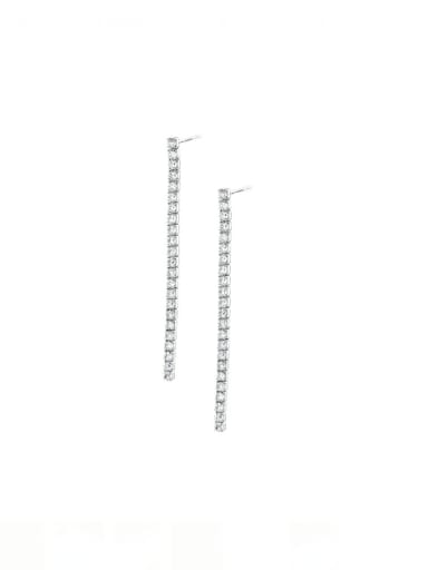 925 Sterling Silver Cubic Zirconia Tassel Dainty Threader Earring