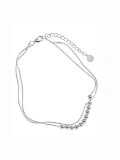 925 Sterling Silver Minimalist  Bead Double Layer Anklet