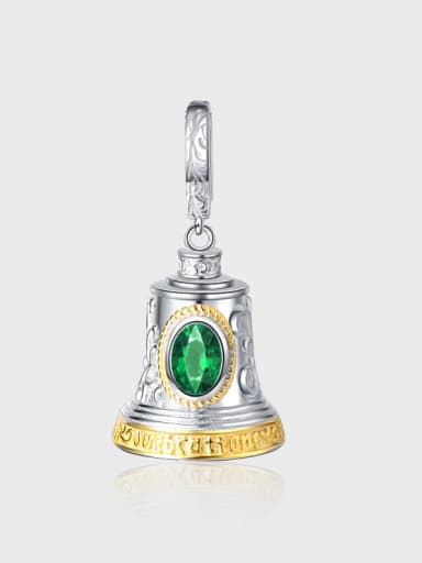 925 Sterling Silver Glass Stone Ethnic Bell  Pendant