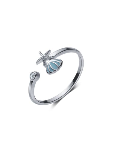 925 Sterling Silver Enamel Star Cute Band Ring