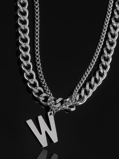 Titanium Steel Letter Hip Hop Multi Strand Necklace