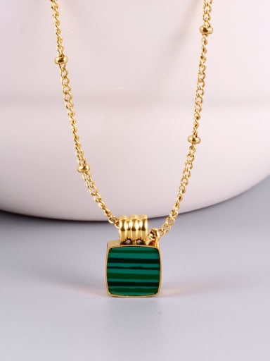 Titanium Malchite Green Square Minimalist Choker Necklace