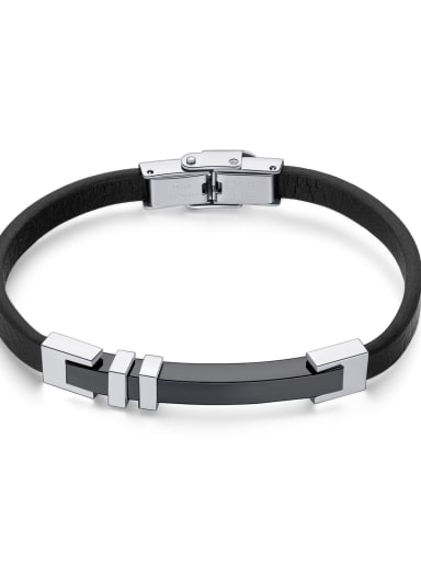 Stainless steel Leather Geometric Minimalist Bracelet