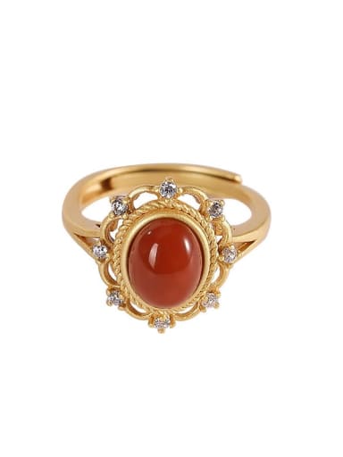 925 Sterling Silver Carnelian Geometric Ethnic Band Ring