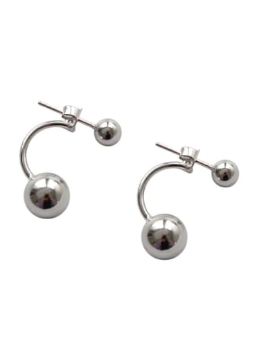 925 Sterling Silver Bead Round Minimalist Hook Earring