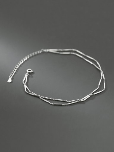 925 Sterling Silver Geometric Vintage Double Layer Anklet