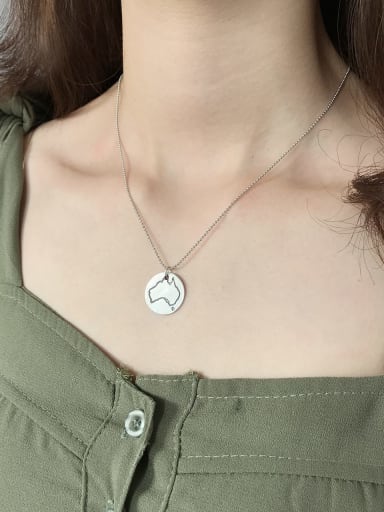 925 Sterling Silver Round map Trend Initials Necklace