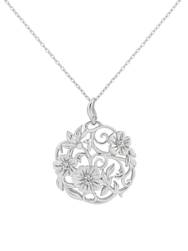 Platinum 925 Sterling Silver Flower Minimalist Necklace