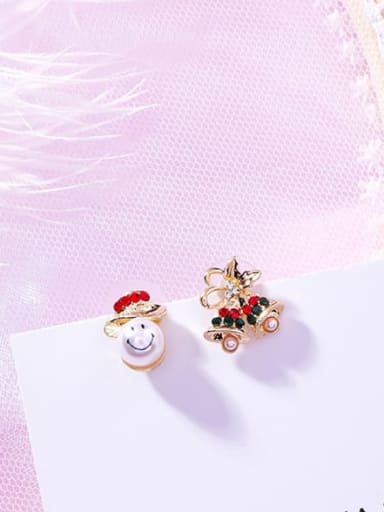 A bell snowman Alloy Enamel Christmas Seris Cute Stud Earring