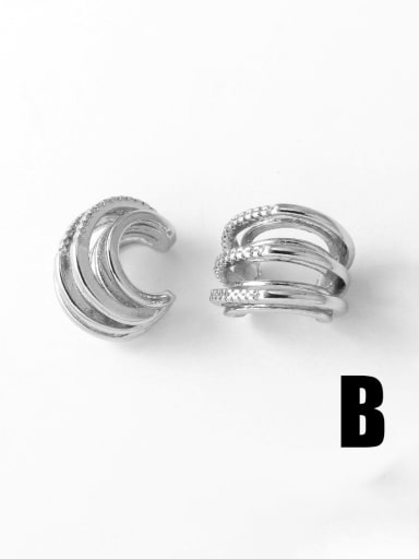 B Brass Cubic Zirconia Geometric Trend Clip Earring