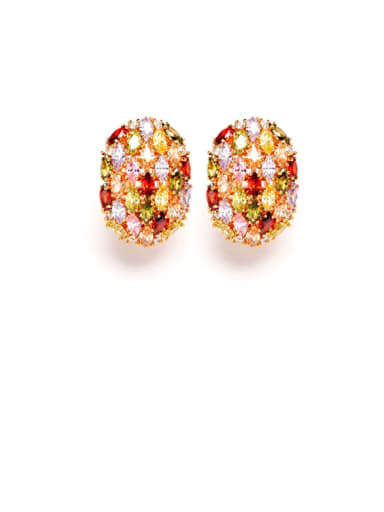 Copper Cubic Zirconia Multi Color Geometric Luxury Stud Earring