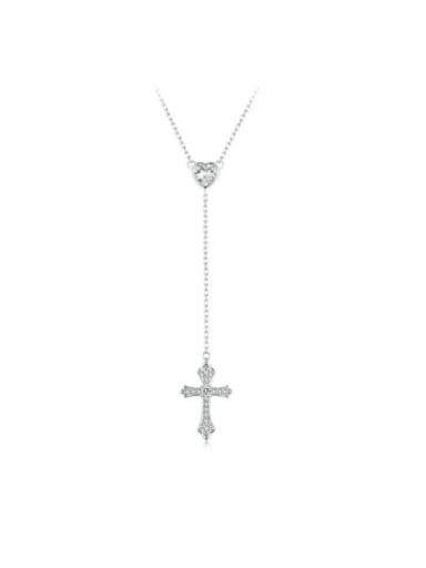 custom 925 Sterling Silver Cross Minimalist Lariat Necklace