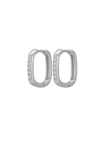 925 Sterling Silver Cubic Zirconia Rectangle Statement Huggie Earring