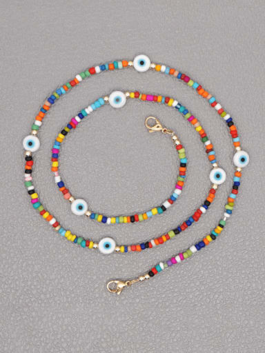 Stainless steel  Multi Color Gladd Bead  Geometric Bohemia Long Strand Necklace