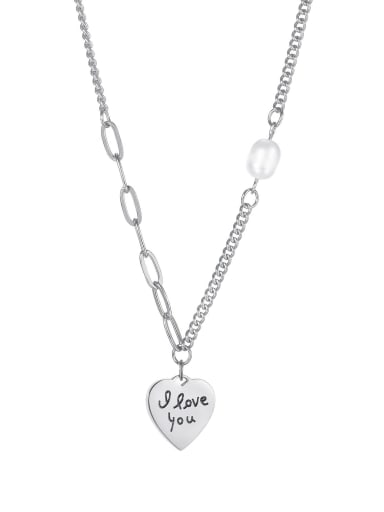 Titanium Steel Letter Minimalist Heart Pendant Necklace