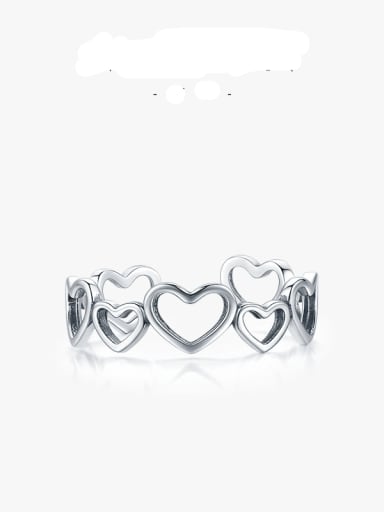 925 Sterling Silver Hollow Heart Minimalist Band Ring