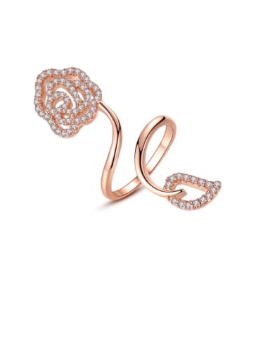 Copper Rhinestone Flower Minimalist Free Size Band Ring