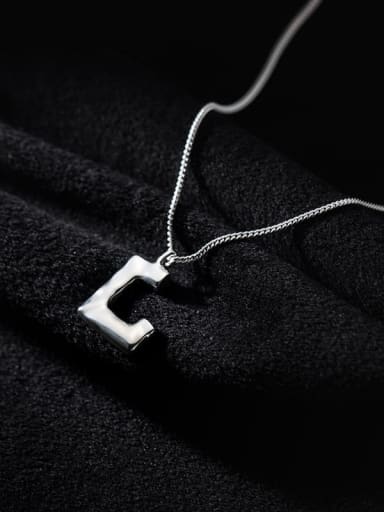 925 Sterling Silver Smooth  Irregular Letter Minimalist Necklace