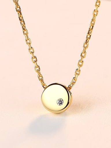 925 Sterling Silver Simple Smooth Round pendant  Necklace