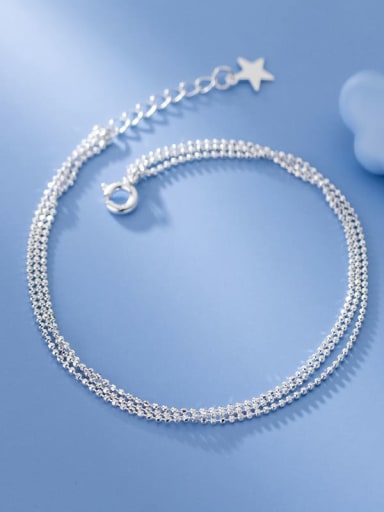 925 Sterling Silver Bead Round Minimalist Strand Bracelet