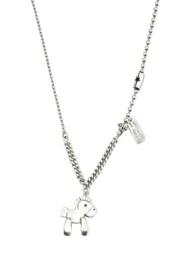 Vintage Sterling Silver With Platinum Plated Fashion Horse Power Necklaces