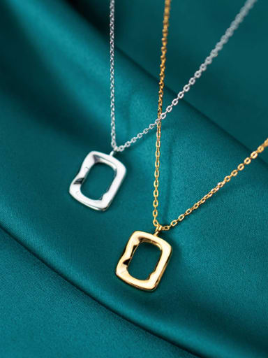 925 Sterling Silver Simple glossy hollow geometric pendant Necklace