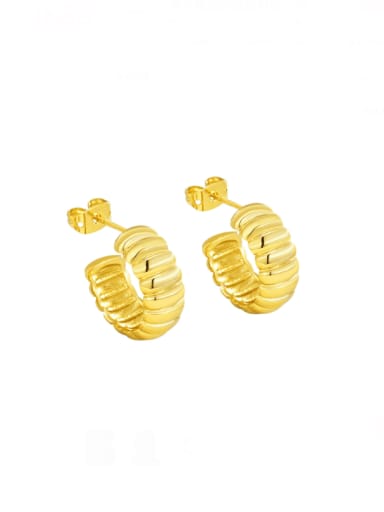 Brass Geometric C Shape  Minimalist Stud Earring