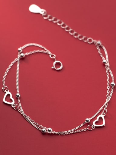 925 Sterling Silver Heart Minimalist Strand Bracelet
