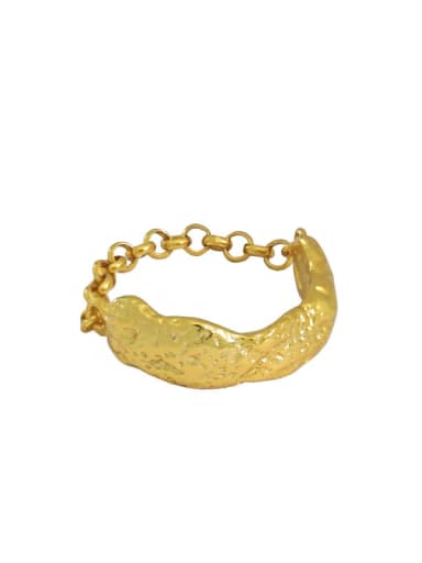 golden 925 Sterling Silver Smooth Irregular Vintage Band Ring