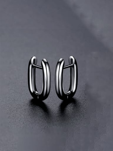 E21030408 Rh Brass U Shape Geometric Minimalist Huggie Earring
