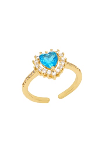 Light blue Brass Cubic Zirconia Heart Vintage Band Ring