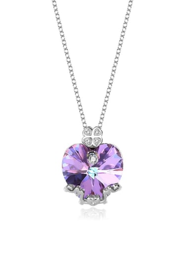 JYXZ 038 (gradient purple) 925 Sterling Silver Austrian Crystal Heart Classic Necklace