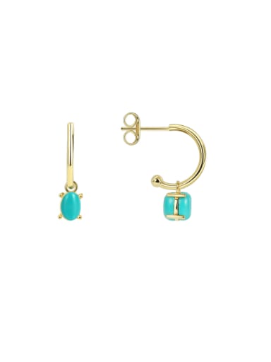Brass Turquoise Geometric Minimalist Drop Earring