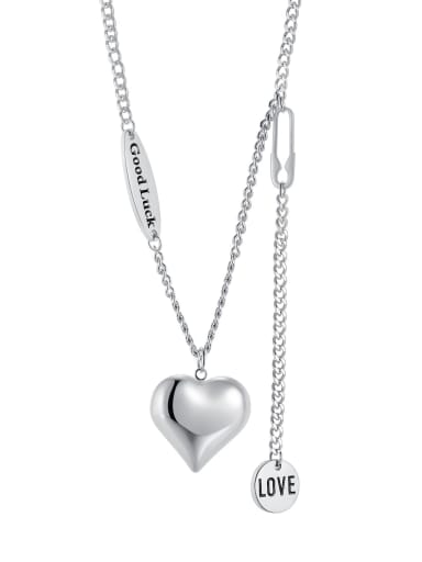 Titanium Steel Heart Minimalist Lariat Necklace