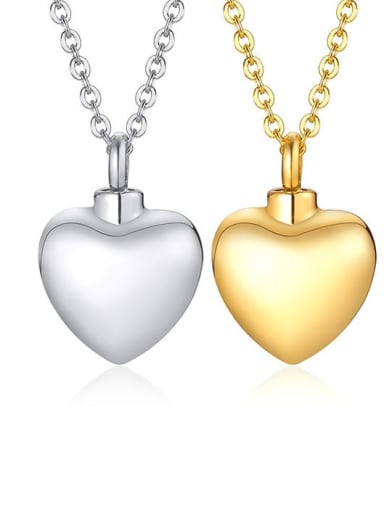 Titanium Steel Smooth Heart Minimalist  Pendant Necklace