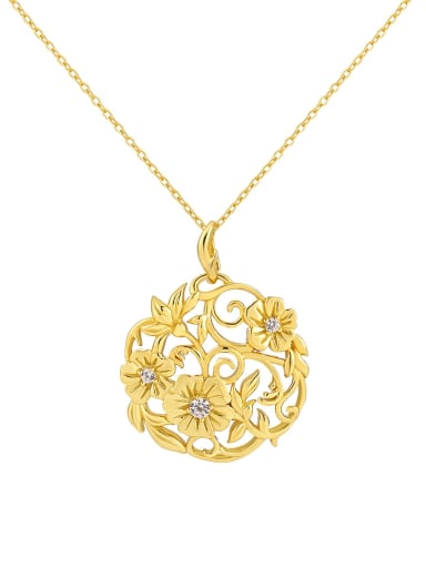 18K Gold 925 Sterling Silver Flower Minimalist Necklace