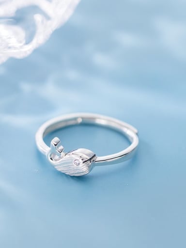 925 sterling silver fish minimalist free size ring