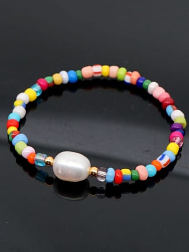 Stainless steel Freshwater Pearl Multi Color Geometric Bohemia Stretch Bracelet