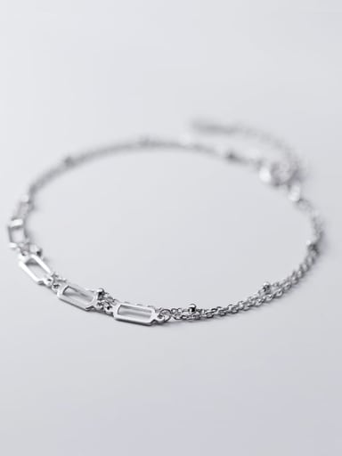 925 Sterling Silver Hollow Geometric Minimalist Link Bracelet