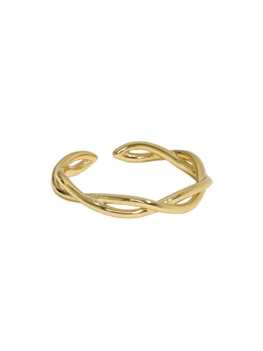 18K gold [12 Adjustable] 925 Sterling Silver Irregular Minimalist Twist Interweave Band Ring